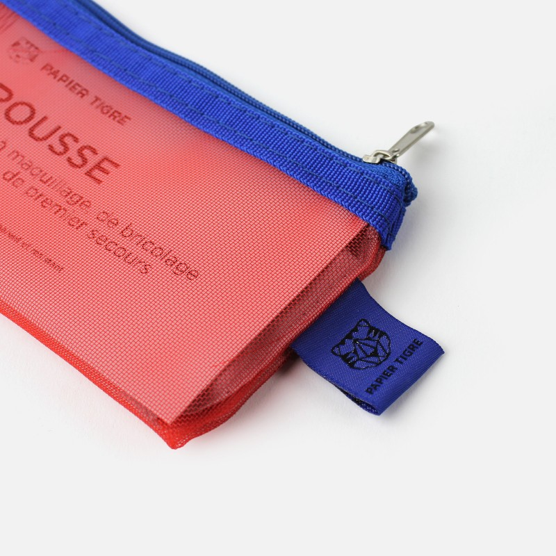 Mesh Pouch Pencil Case - Red & Blue