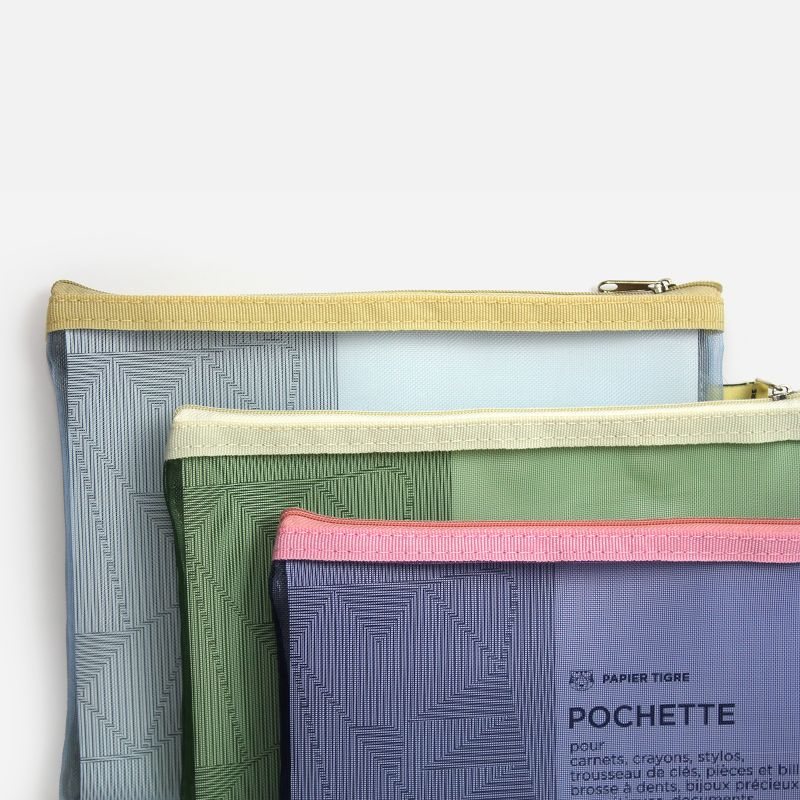 Mesh Pouch Pencil Case Medium - Yellow Blue
