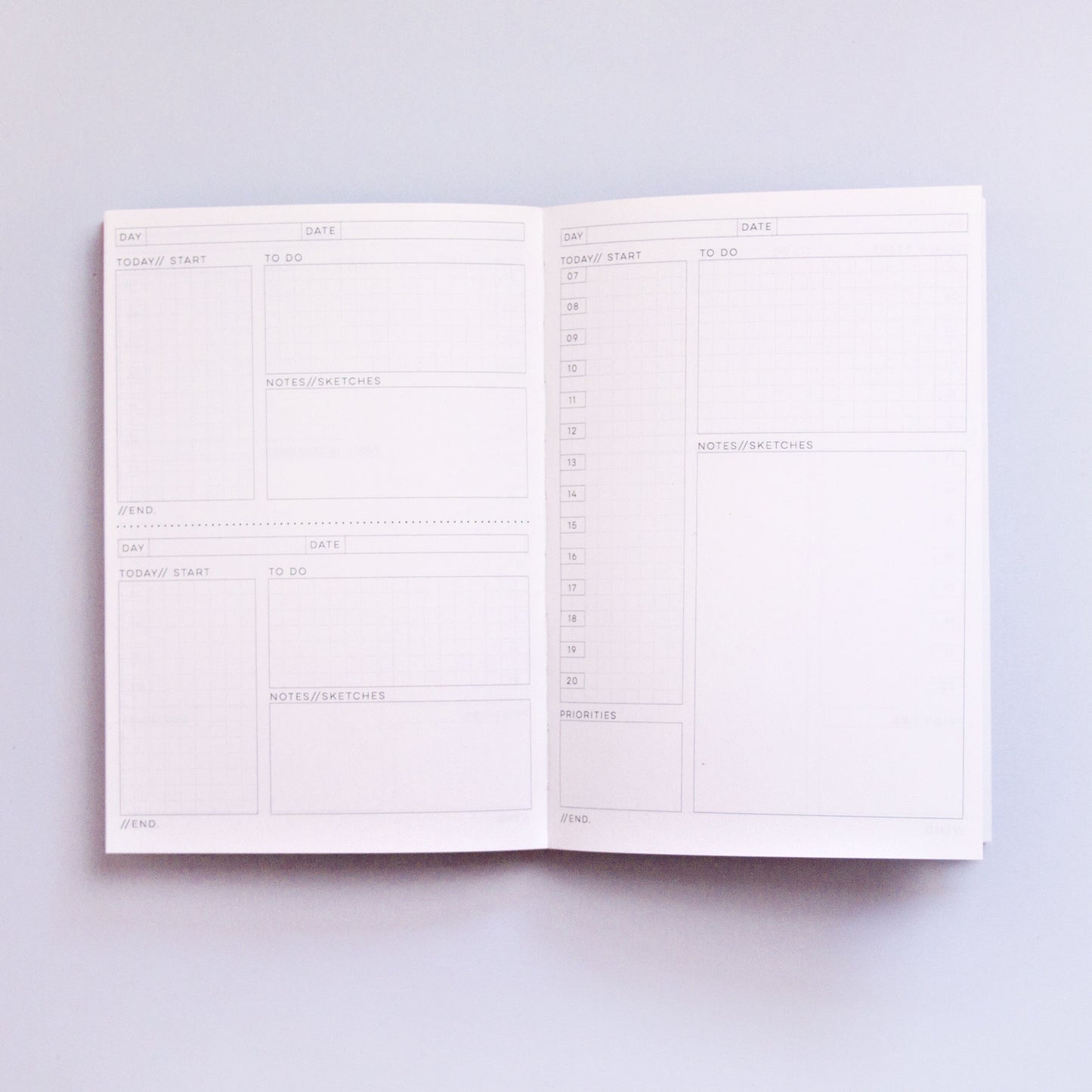 Undated planner daily spread