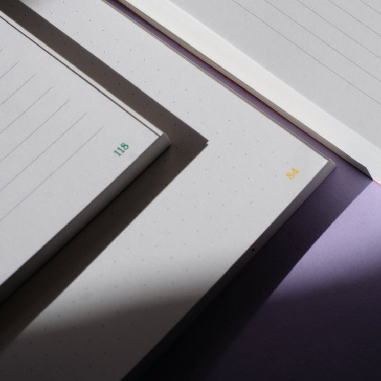 numbered notebook pages