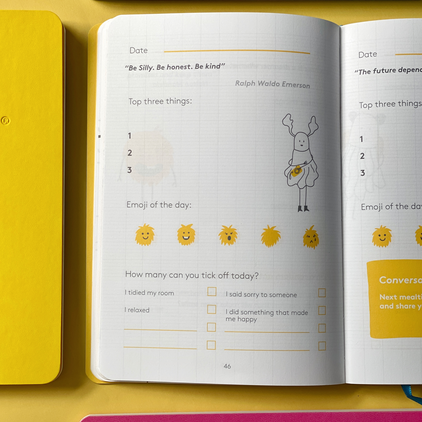 Happiness journal for kids open pages