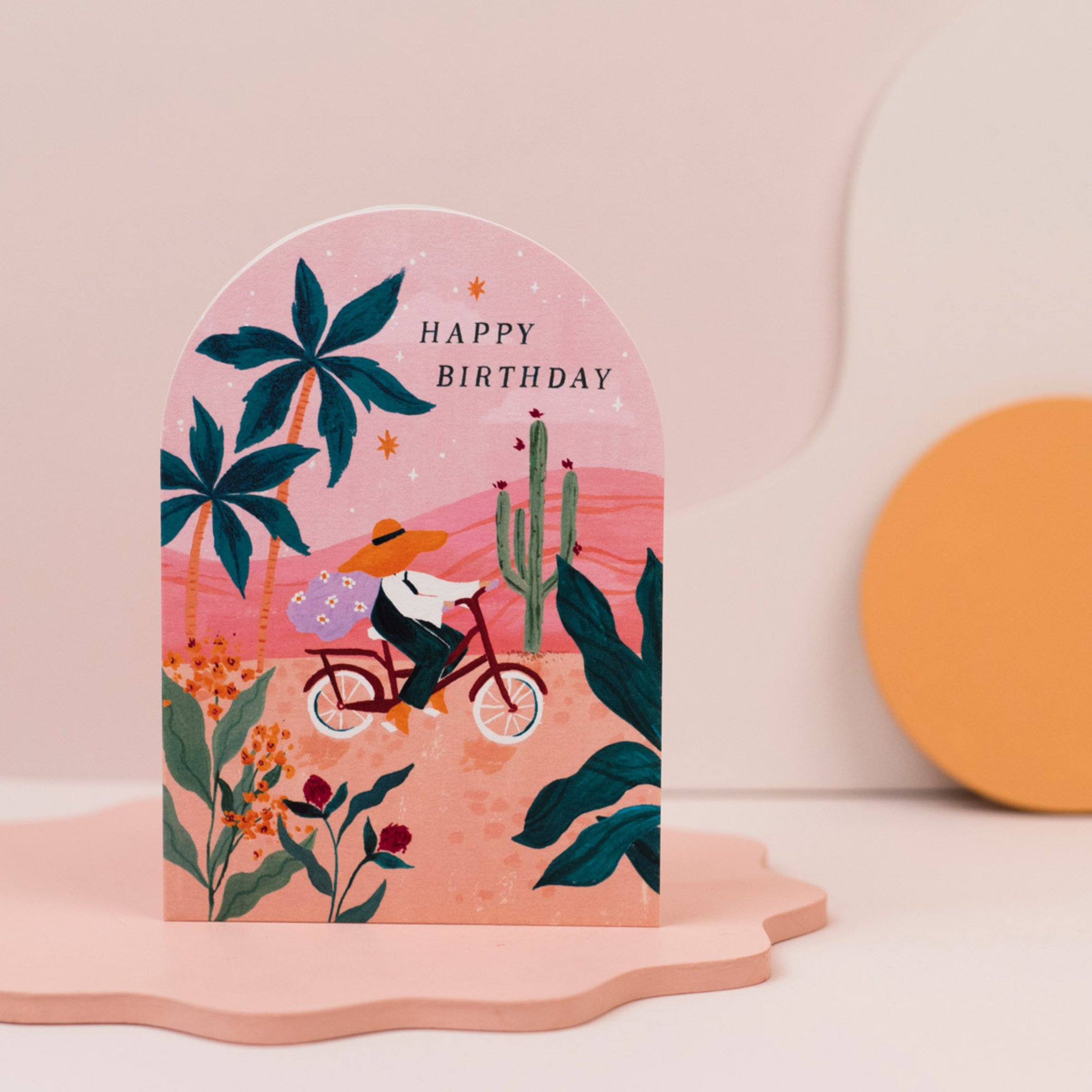 Sunset Bike Illustrated Birthday Card