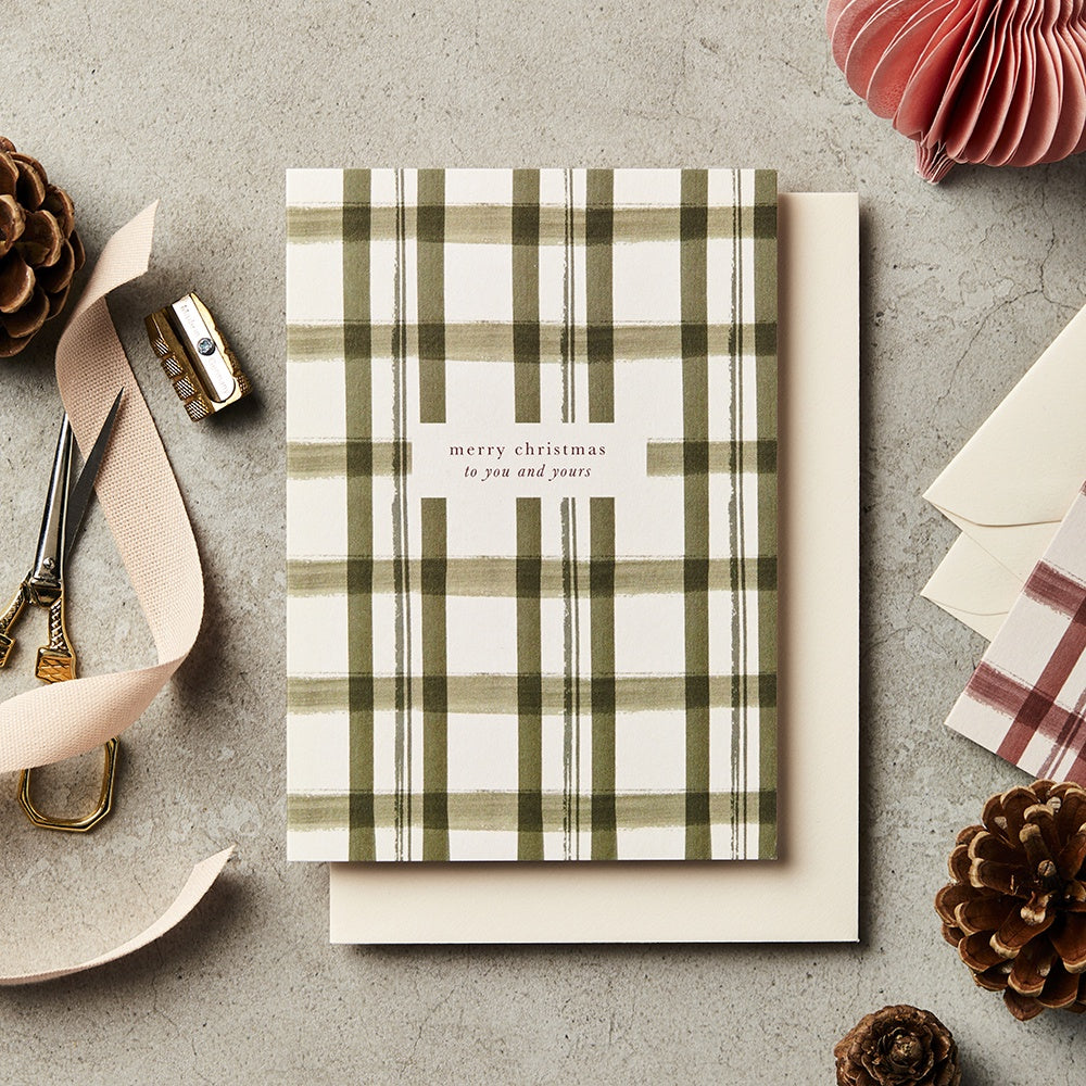 Green Check Merry Christmas Card
