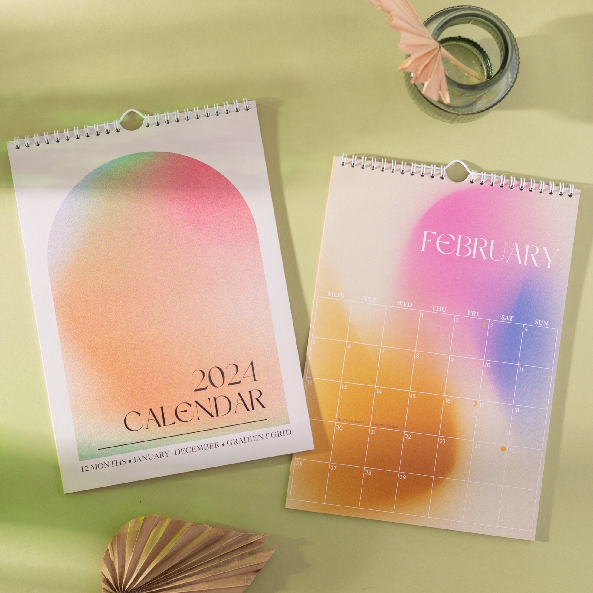 2024 Wall Calendar - Gradient Grid - A4