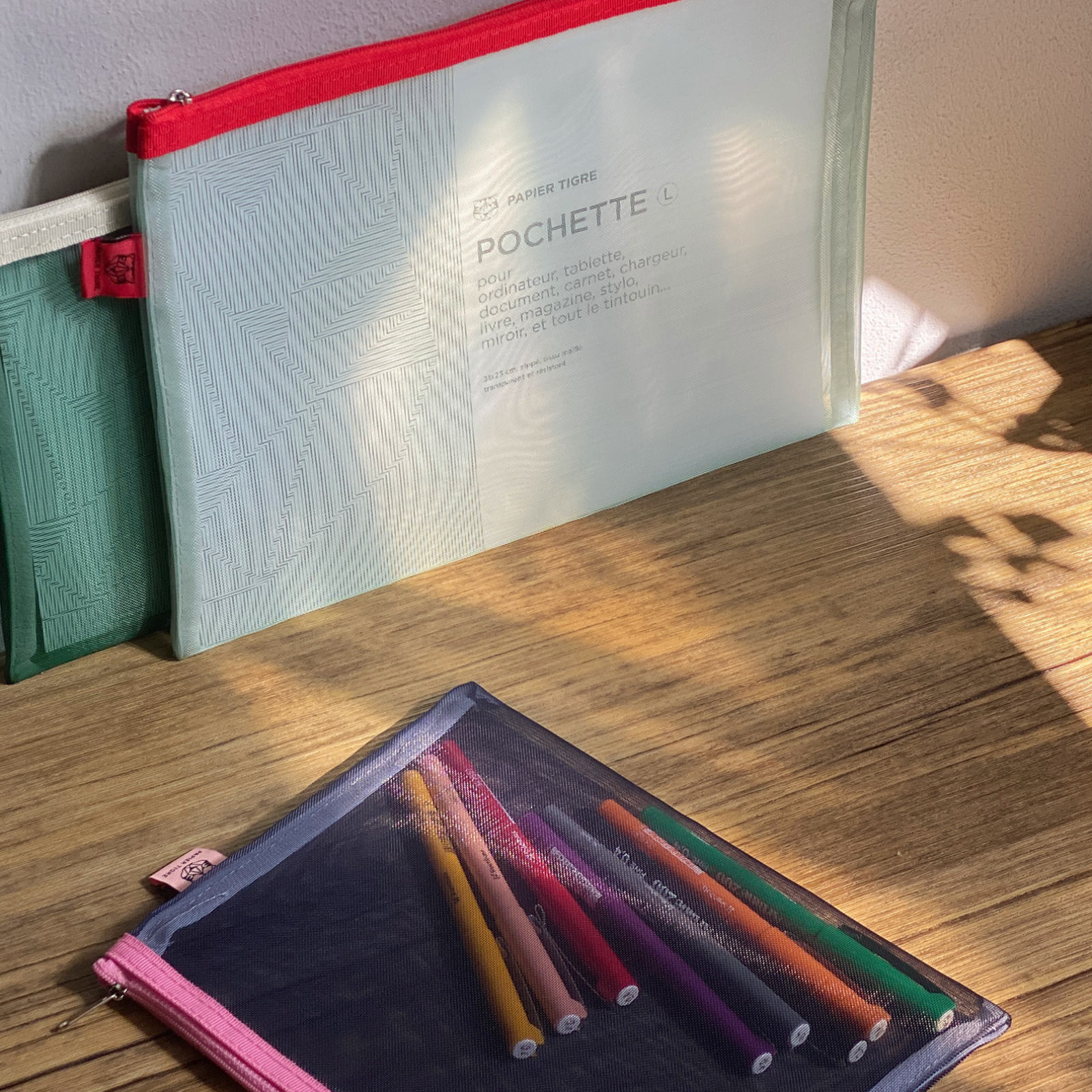 Mesh Pouch Pencil Case Large - Green