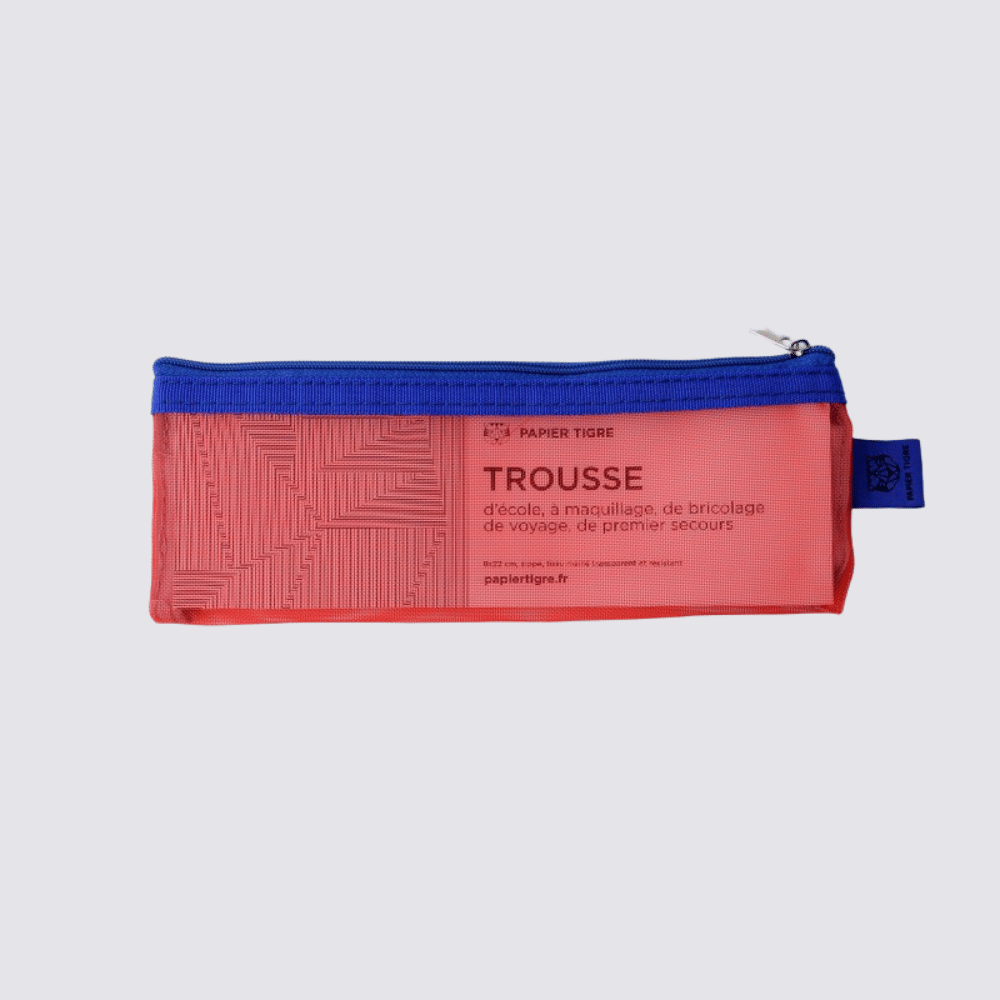 Mesh Pouch Pencil Case - Red & Blue
