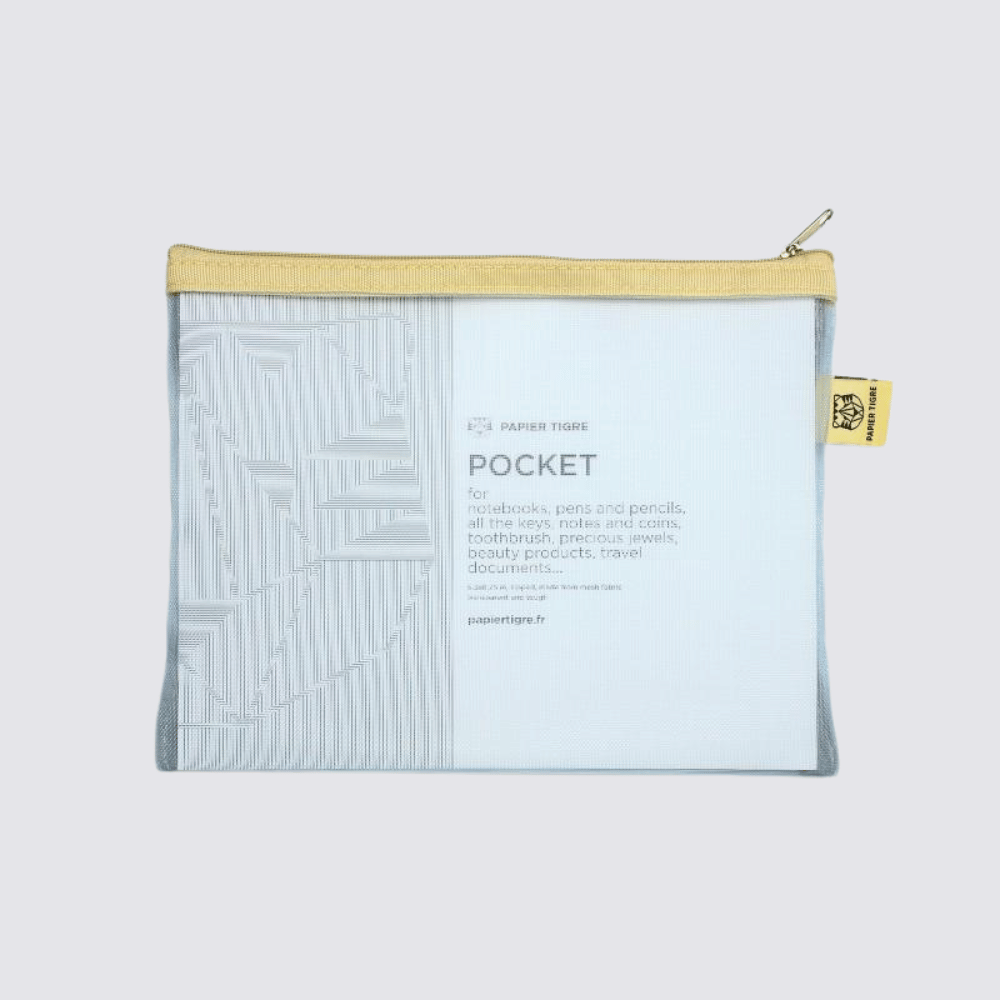 Mesh Pouch Pencil Case Medium - Yellow Blue