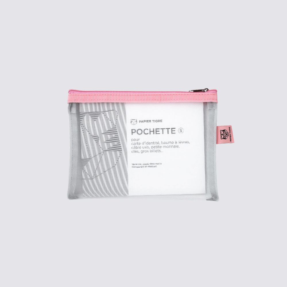 mesh pouch pencil case small pink