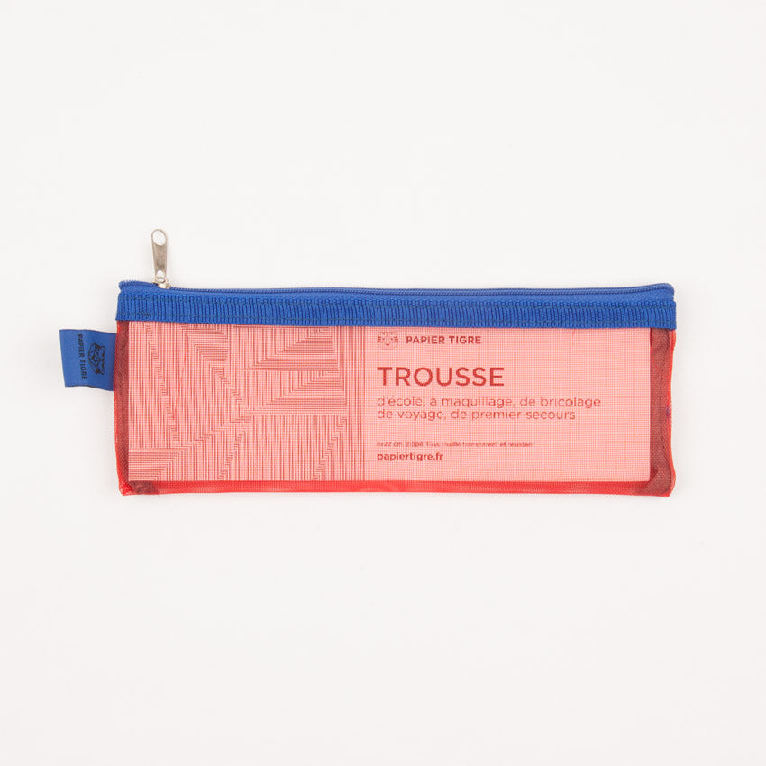 Mesh Pouch Pencil Case - Red & Blue