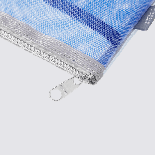 Mesh Pouch Pencil Case with Gusset - Light Blue