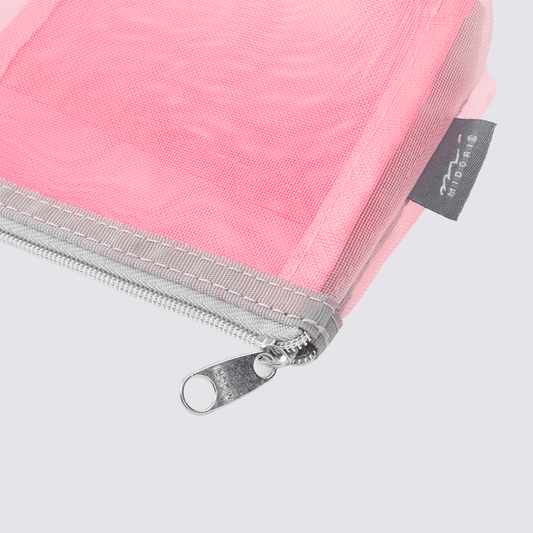 Mesh Pouch Pencil Case with Gusset  - Pink