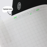 365 Days Grid Notebook - A5 / Black